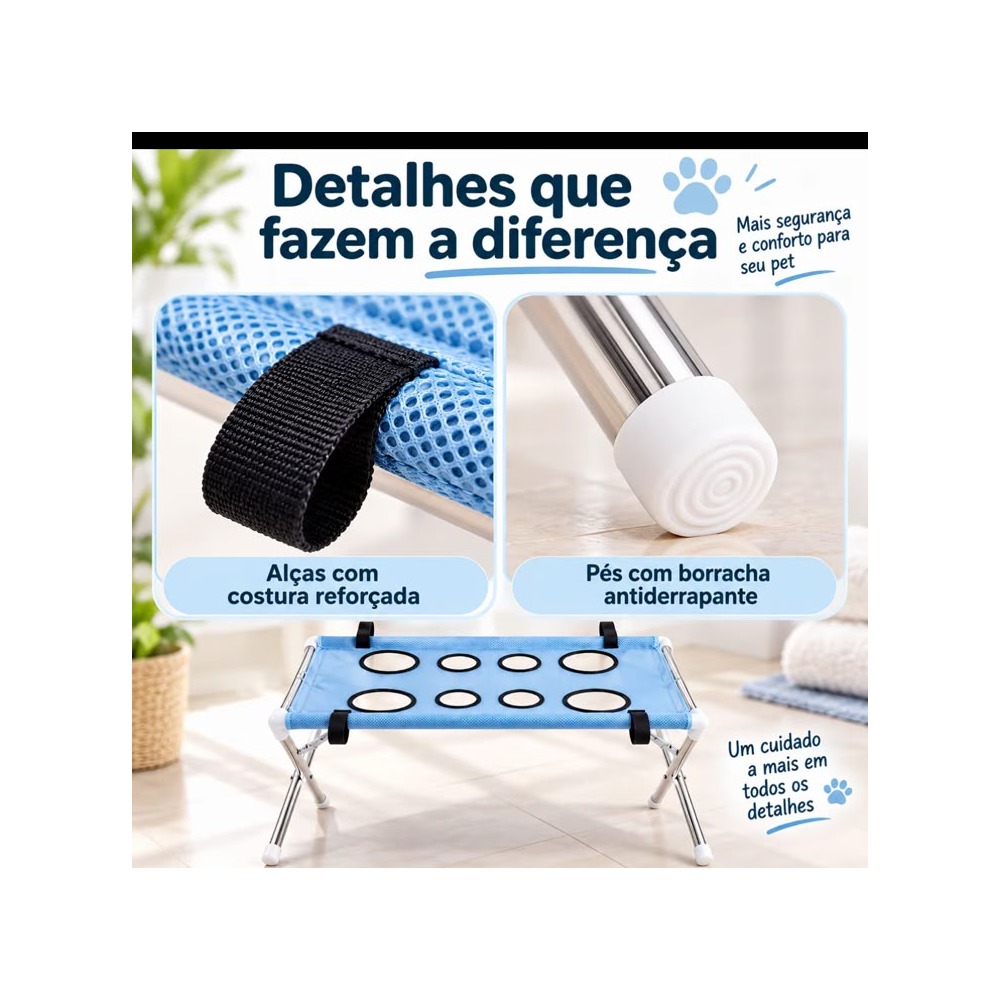 Detalhes da malha e dos pés do suporte